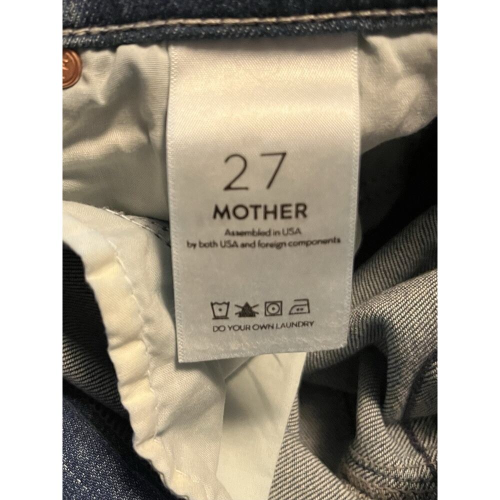 MOTHER The Mid Rise Dazzler Ankle Jeans Size 27 Blue Cherry Picking Bird Design - Picture 7 of 13